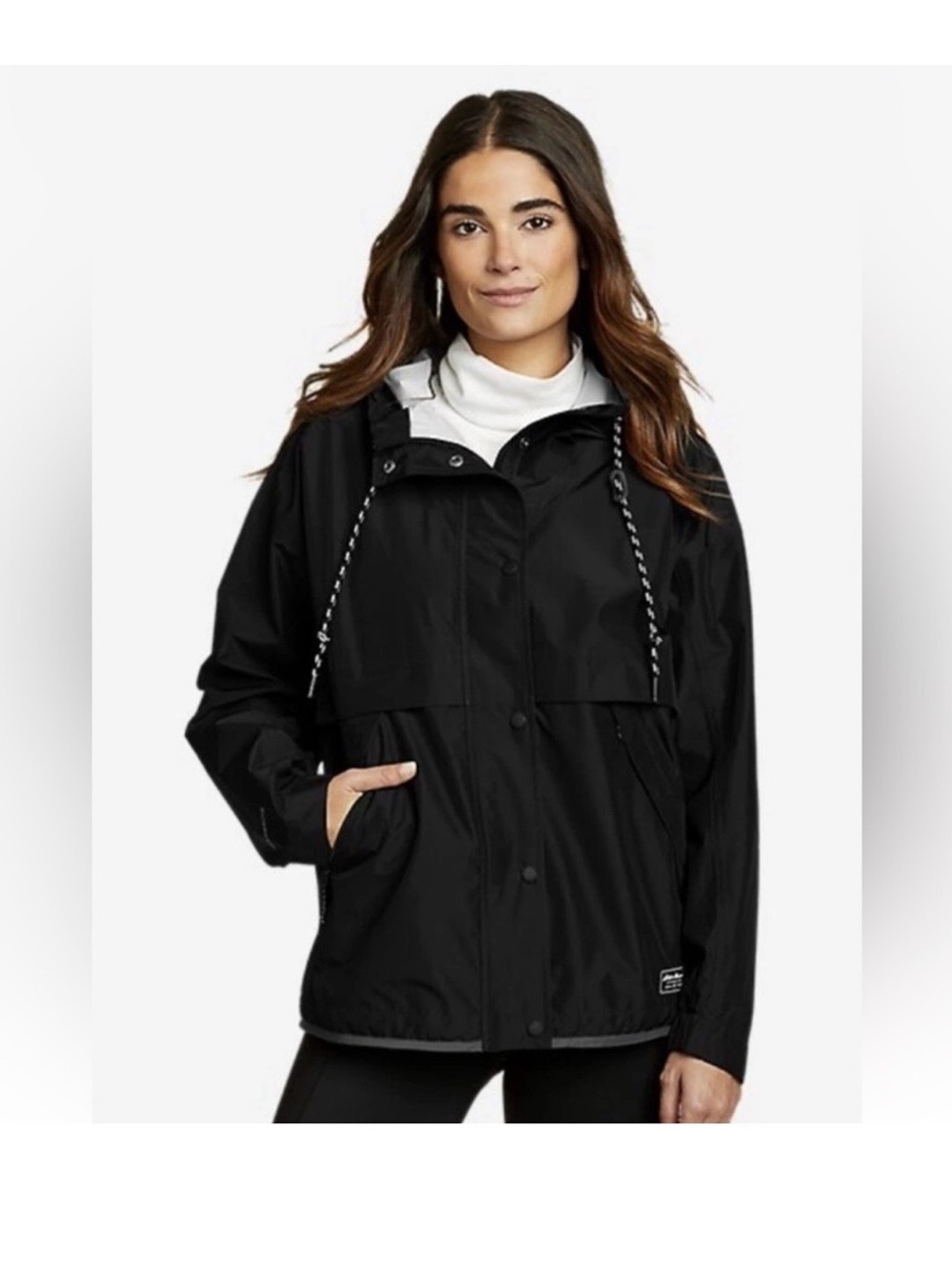 Eddie Bauer Black Women's Waterproof Rain Hooded Jacket